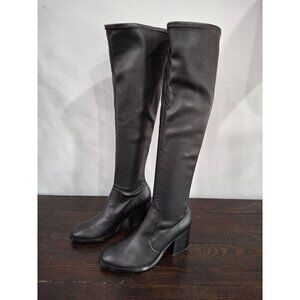 Steve Madden Black Faux Leather Lamar Over the Knee Boots/NWOB, Sz. 9M